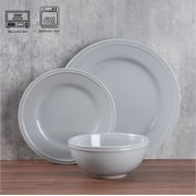 Mainstays Darby 12-Piece Stoneware Dinnerware Set, Gray