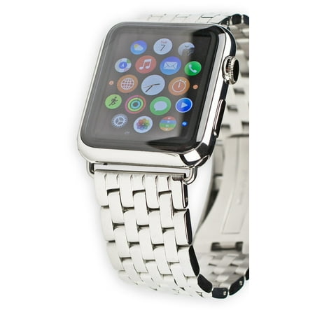 Apple Watch Strap - Breitling Navitimer Style Watch Band - Fits 42mm Series 1 & 2 Apple Watch [Silver Adapters]