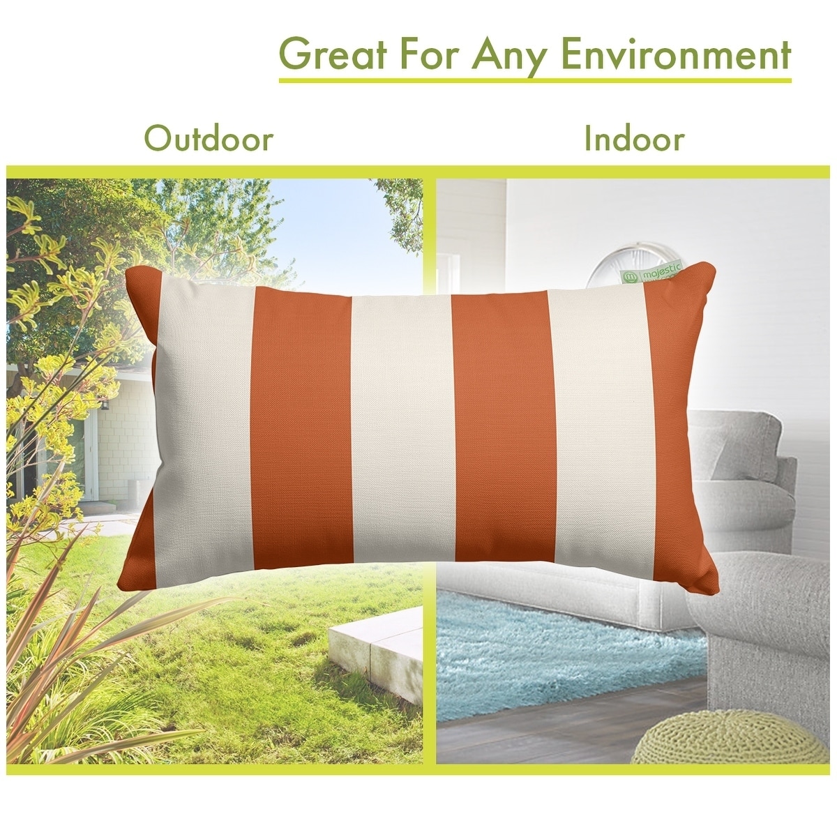 Majestic Home Goods  Indoor Outdoor Vertical Stripe Small Decorative Throw Pillow 20 X 12 Navy