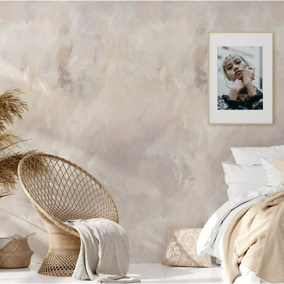 Beige and Dove Venetian Stucco Wallpaper