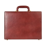 LINDSEY STREET Pure Leather Briefcase Executive Handbag for Mens Leather Attache Briefcase 14 Inch Laptop MacBook Carry Case