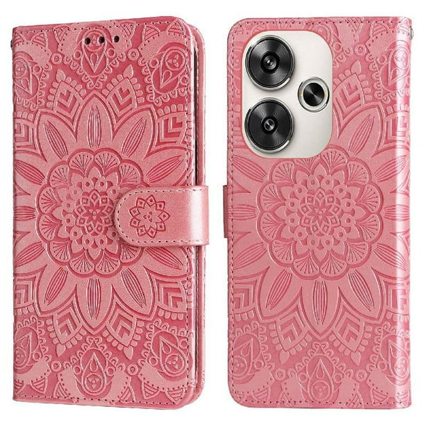 Funda tipo cartera GANGXUN para Xiaomi Poco F6 , diseño girasol, cuero PU, soporte, cierre magnético, tarjetero