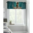 thumbnail image 4 of Kitchen Cafe Valance Curtain for Small Windows,Funny Doberman Dog with Newspaper Rod Pocket Valances Animals on Toilet Cyan Grid Tile Window Treatment Panel for Living Room/Bedroom/Bathroom,54x18in, 4 of 9