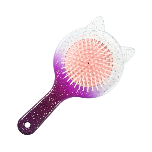 1pc Women Cat's Ears Airbag Hair Comb for Straight Curly Thick Wet Hair Purple White ABS TPR
