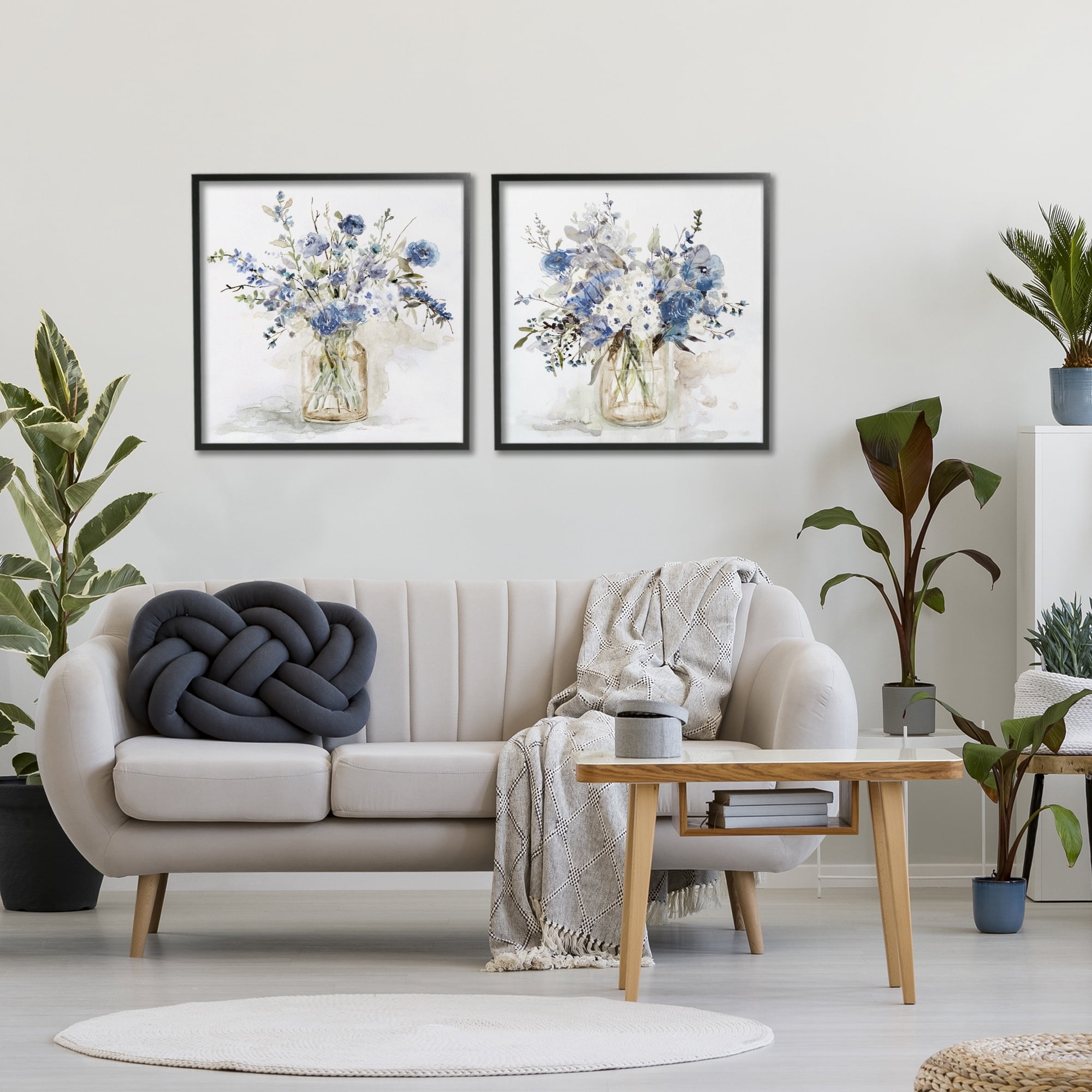 Stupell Industries Spring Watercolor Vases 2 Piece Black Framed Giclee Art Set, design by Carol Robinson
