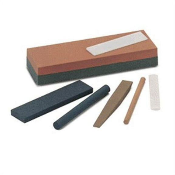 Single Grit Benchstone, 8 in W, 2 in L, 1 in H, Aluminum Oxide, Brown, Orange