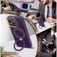 thumbnail image 2 of for iPhone 14 Pro Max Case with Magnetic Invisible Ring Stand Compatible with Mag-Safe Leather Business Shockproof Military Drop Protection Classic Luxury Phone Cases for Women Men,Purple, 2 of 14