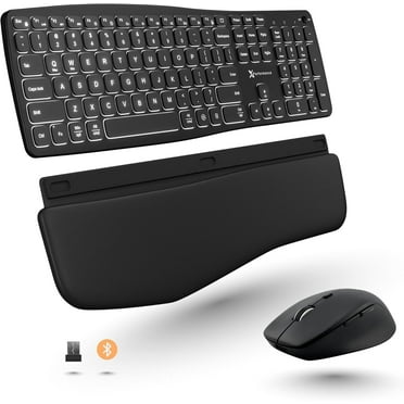 X9 Backlit Wireless Keyboard and Mouse (Bluetooth   2.4G) Ergonomic Keyboard and Mouse Wireless Combo with Wrist Rest, Rechargeable, Light Up, Full-Size Set for Phone, Computer, Laptop, Windows, Mac