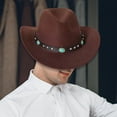thumbnail image 2 of Sombrero de vaquero occidental de con hebilla de cinturón Gorra de de Panamá Marron oscuro Zulema Sombrero de vaquero, 2 of 7