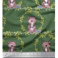 thumbnail image 1 of Soimoi Cotton Duck Fabric Wreath & Bear Animal Print Sewing Fabric Yard 42 Inch Wide, 1 of 1