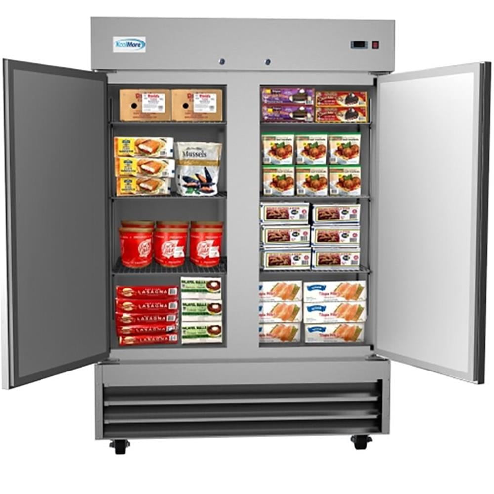 Pemberly Row 54" 2 Door Stainless Steel Upright Reach-in Freezer in Silver