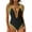 Black, variant on Women One Piece Swimsuit Tummy Control Swimwear Deep V Neck Neon Cute Bathing Suit Back Tie Swim Suits Support Push-Up Bikini Sexy Causal Swimwear 2025 Summer