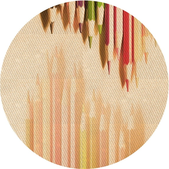 Ahgly Company Machine Washable Indoor Round Transitional Khaki Gold Area Rugs, 3' Round