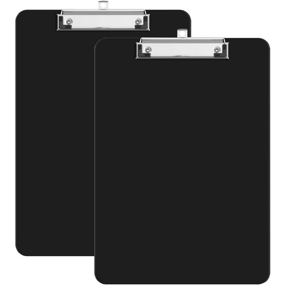 2 Pack Plastic Clipboards, 12.4*8.86 inch A5 Clipboard Folder Clip Boards with Secure Hold for Office & Classroom Supplies - Black