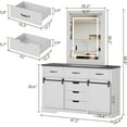 thumbnail image 2 of Yeshouse 47" Farmhouse 6-Drawer Dresser with Lighted Mirror, Sliding Doors, Adjustable Shelves, 2 of 9