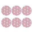 thumbnail image 2 of Pofeuu Rabbit And Flower Print Leather Coasters Set of 6, Round Cups Mugs Mat Pad for Home Kitchen Heat Resistant Drink Coasters,Round Shape, 2 of 7