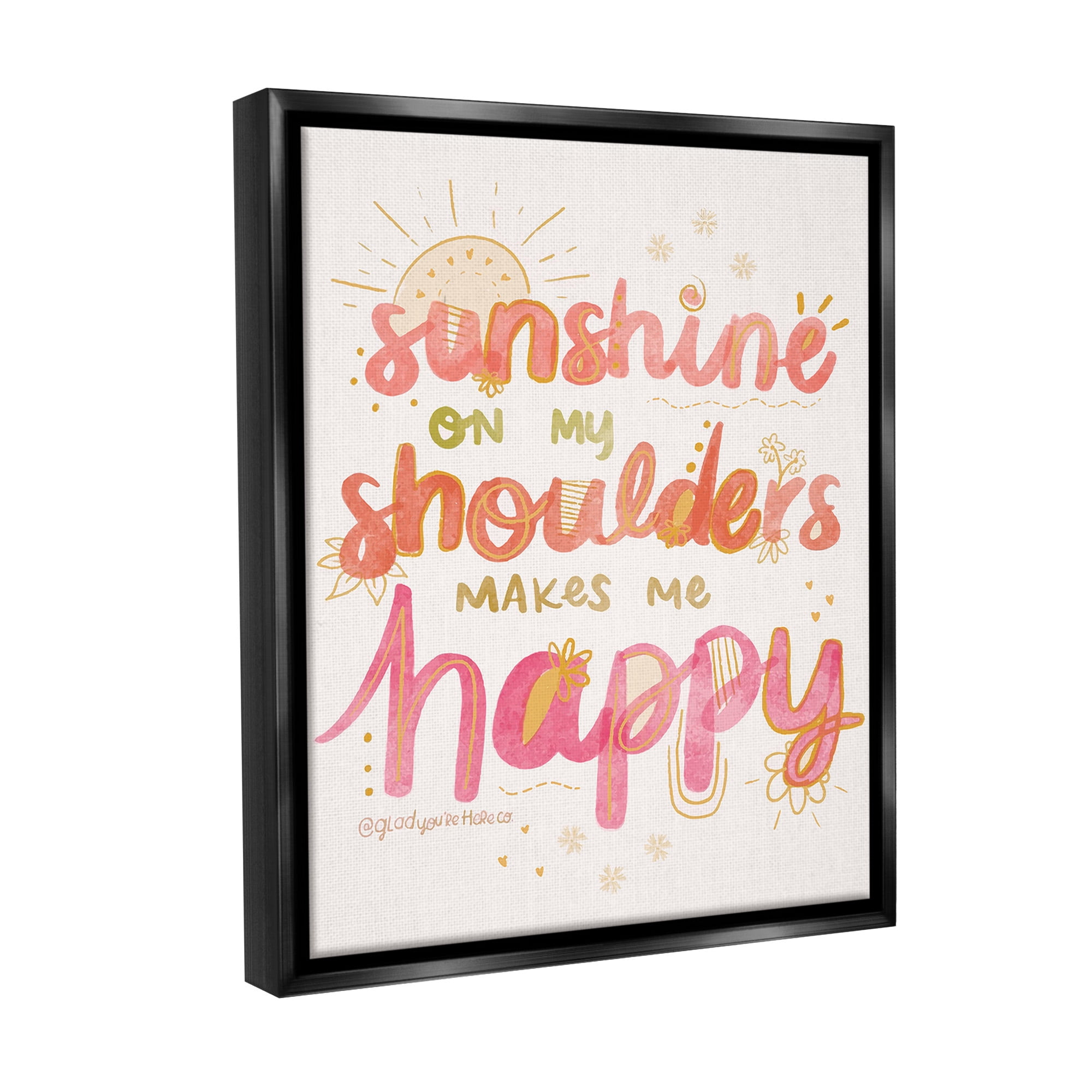 Stupell Industries Sunshine On My Shoulders Landscape Painting Black Floater Framed Canvas Art Print Wall Art, 25 x 31