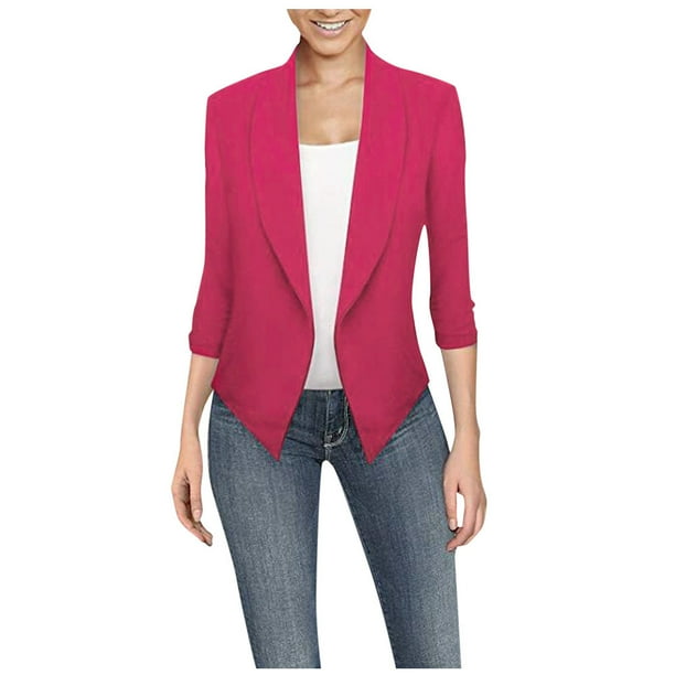 Blazer de moda para mujer, cuello vuelto, manga larga, abrigo informal, cárdigan, blusa, abrigo para mujer