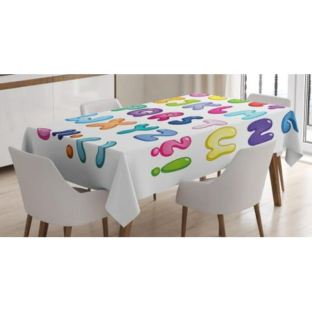 R In Bubble Letter Letters Tablecloth, Bubble Shaped 3D Style Alphabet Set Colorful Kids Children Design Comic Typeset, Rectangular Table Cover for Dining Room Kitchen, 60 X 84 Inches, Multicolor, by Ambesonne ()