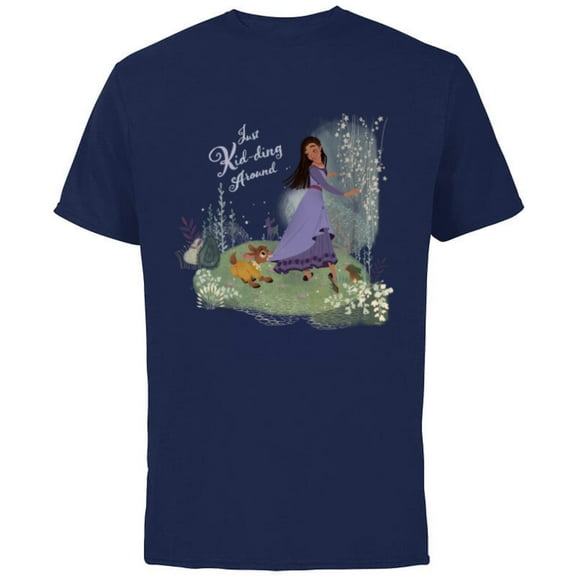 Disney Wish Asha and Valentino Just Kid-ding Around Funny - Short Sleeve Cotton T-Shirt for Adults - Customized-Navy