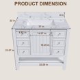 thumbnail image 3 of Montary Bathroom Vanity Set 37" with Carrara White Marble Top, Modern Cabinet with Doors and Drawer, Three Faucet Hole, 3 of 8