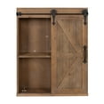 thumbnail image 3 of Kate and Laurel Cates Wood Decorative Wall Storage Cabinet with Sliding Barn Door, Rustic Brown, 3 of 9
