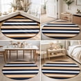 thumbnail image 4 of Round Area Rugs 6Ft, Orange Navy Blue Striped Non-Slip Washable Circle Rugs Carpet, Minimalist Farmhouse Lines Indoor Outdoor Rug Floor Mats Throw Runner for Bedroom Living Room Bathroom, 4 of 8