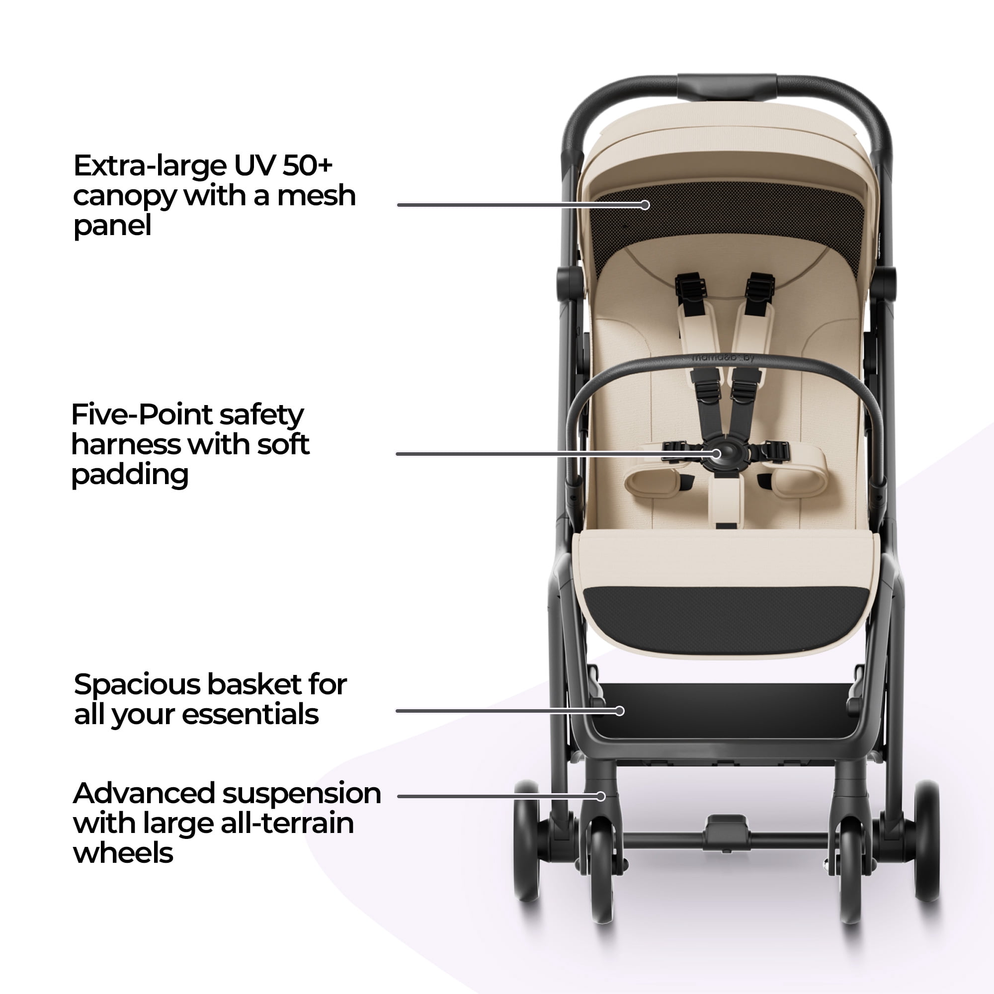 MAMA & BABY Packa Travel Stroller with One-Hand Automatic Folding, Ultra-Compact, Khaki, 18.3LB, Unisex