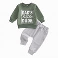 thumbnail image 2 of Towmus Toddler Baby Boy Fall Winter Clothes Funny Letter Long Sleeve Sweatshirt and Pants Set 2 Piece, Green, 2-3 Years, 2 of 8