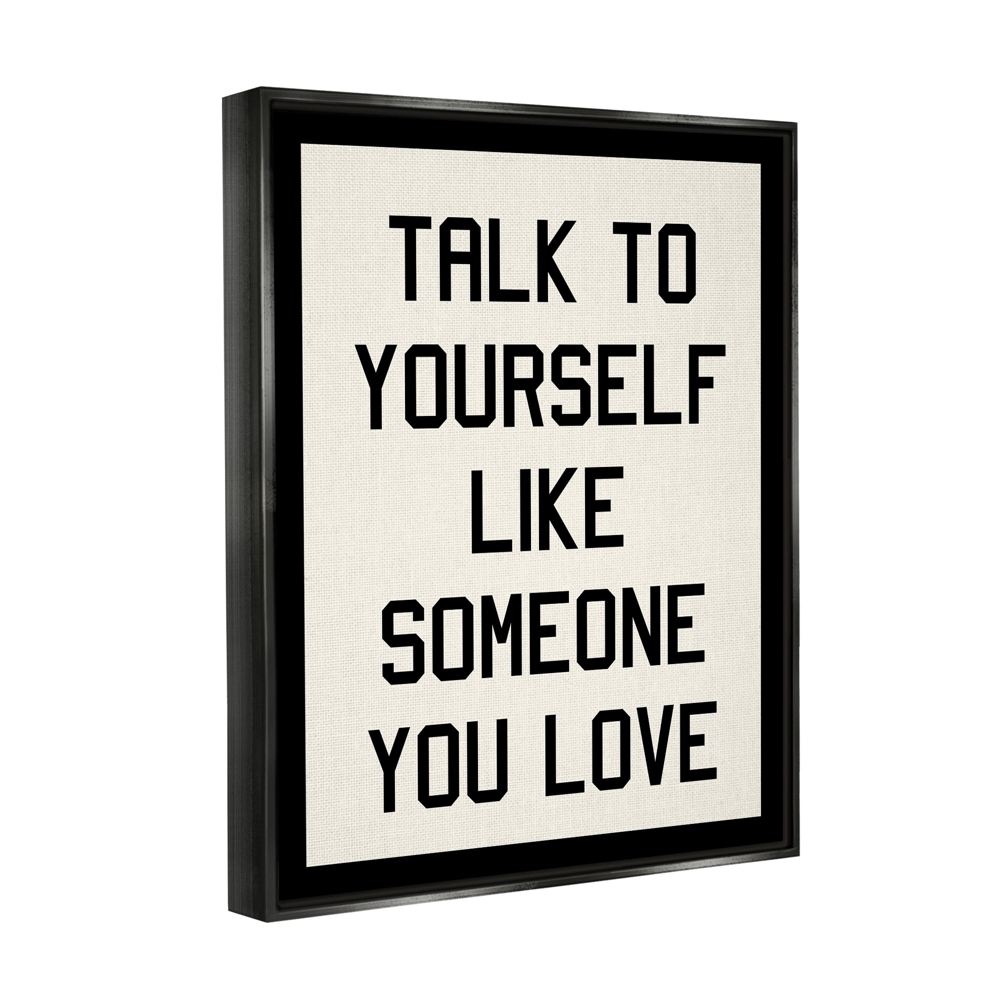 Stupell Industries Love Yourself Phrase Inspirational Painting Black Floater Framed Art Print Wall Art, 17 x 21