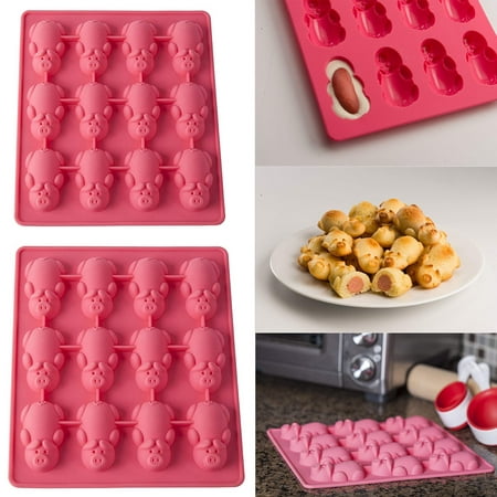 New 2PC 2019 hot sales Multifunction 12 Little Pig Silicone Cake Baking Pink