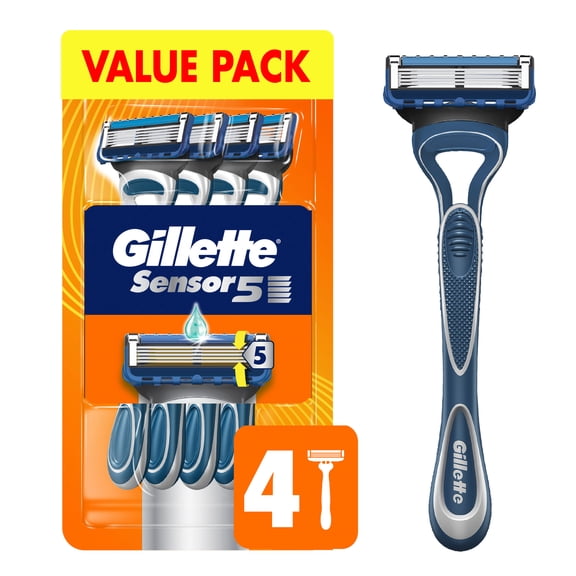 Gillette Sensor5, Men's Disposable Razors, 4 Count