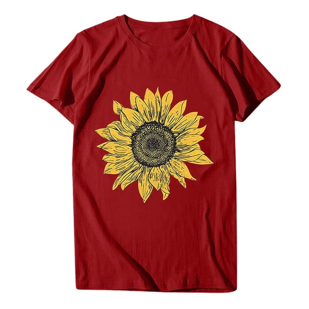 Camiseta de manga corta con estampado floral para mujer Fridja zx2459