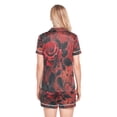 thumbnail image 3 of Women Silk Pajama Sets Causal Outings Fashion Deep Red Rose Pattern Home, 3 of 7
