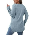 thumbnail image 5 of Horkkom Sweaters for Women Long Sleeve V Neck Pullover Casual Tops Fall Solid Color Loose Sweaters L, 5 of 9