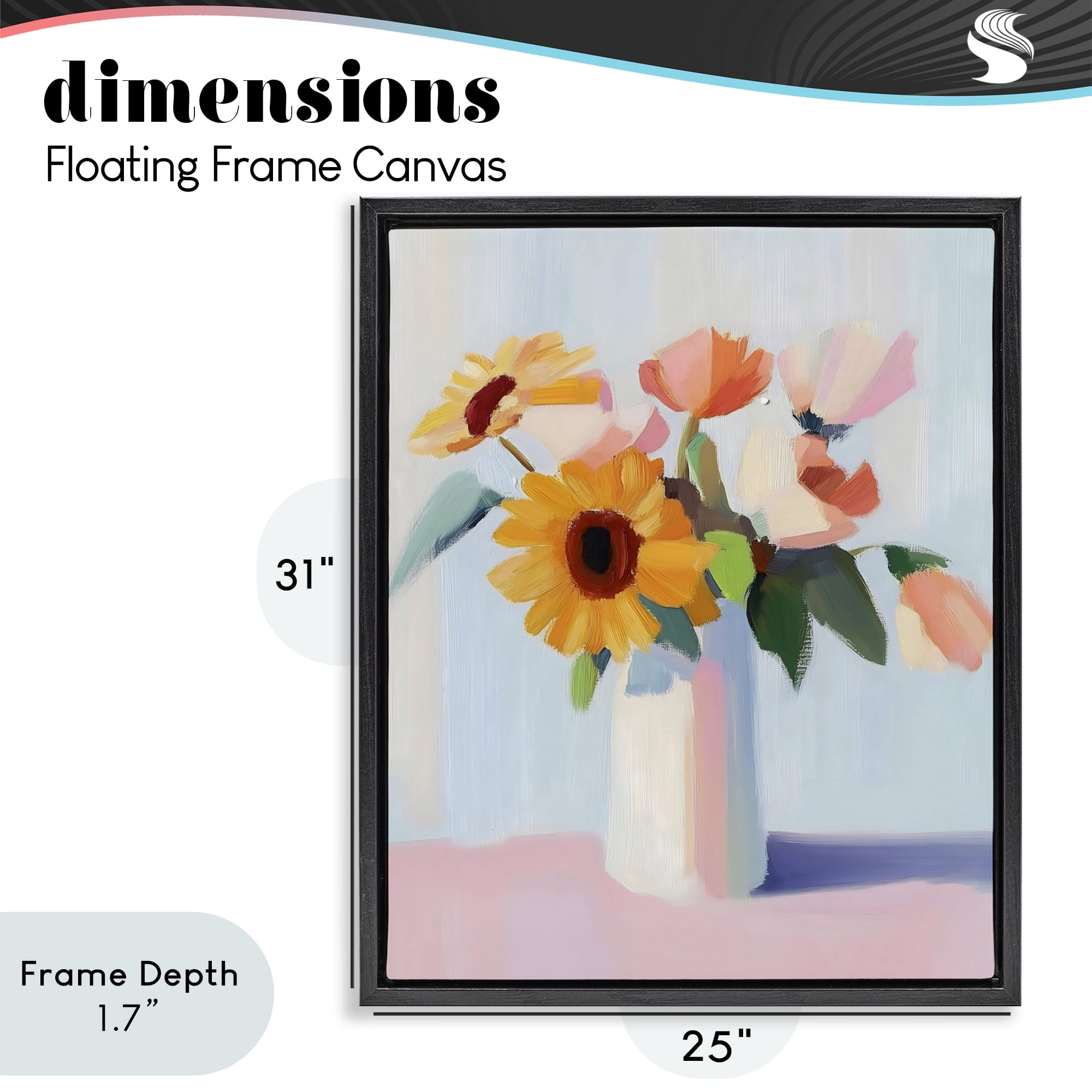 Stupell Industries Sleek Vase Bouquet Black Framed Floater Canvas Wall Art, design by The Prints Vibe