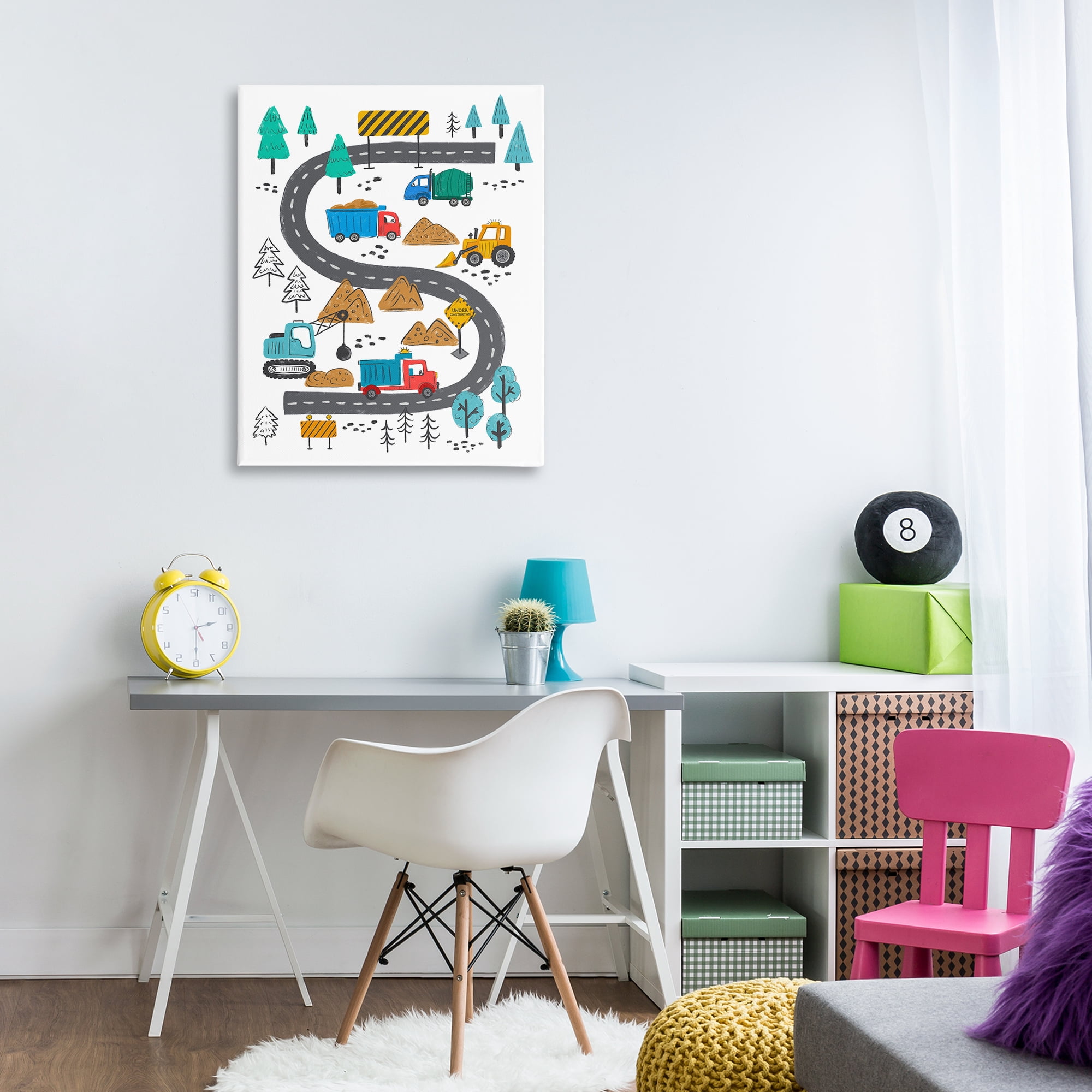 Stupell Industries Construction Vehicles Road Transportation Painting Gallery Wrapped Canvas Art Print Wall Art, 30 x 40