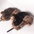 thumbnail image 4 of SNNROO Earflap Hat Fuzzy Faux Fur Lining Adjustable Buckle Thickened Soft Russian Ears Fake Leather Winter Thermal Men Trapper Hunting Cap for Outdoor, 4 of 8
