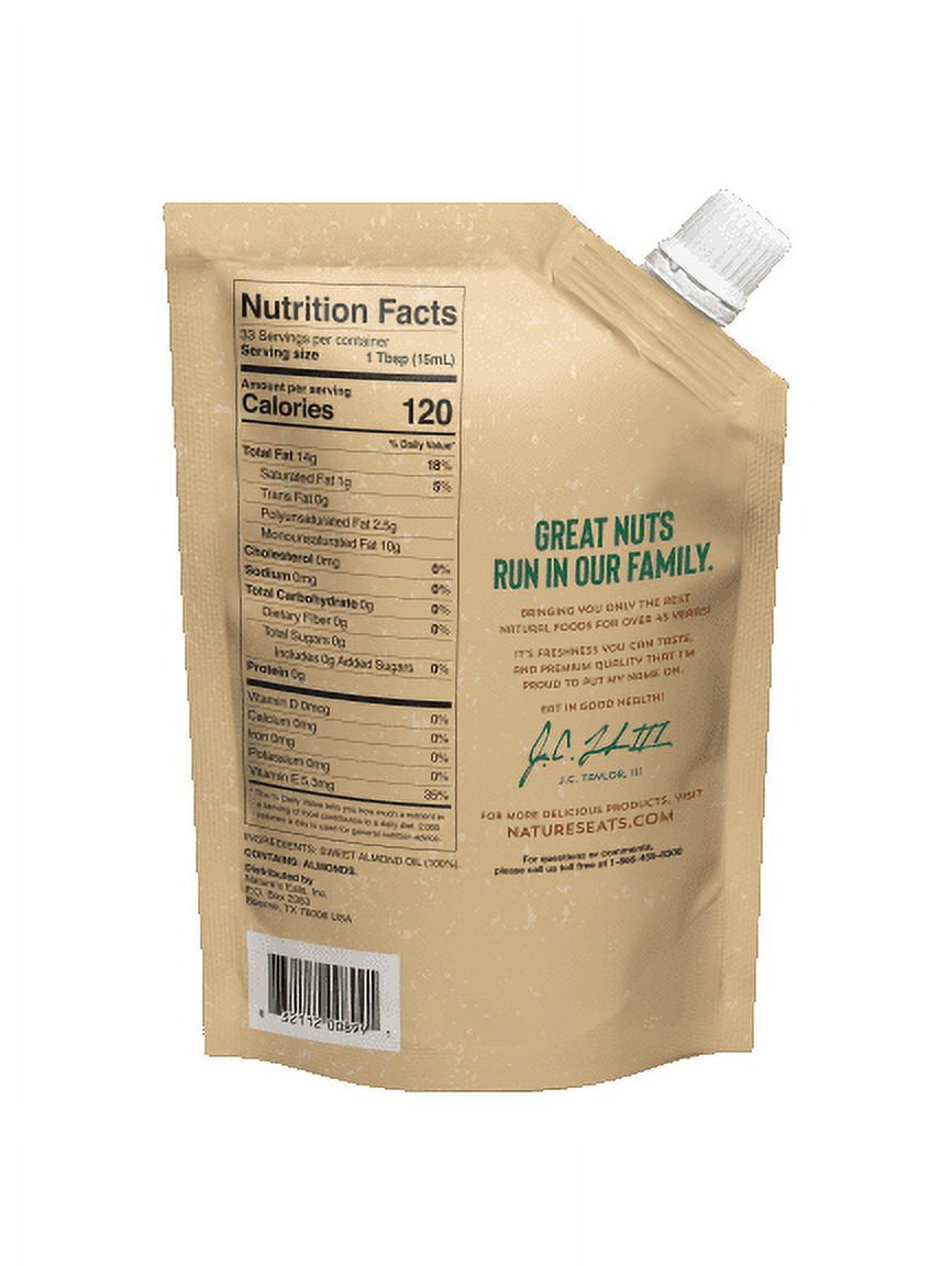 Nature’s Eats 100% Pure Almond Oil – High Smoke Point, Non-GMO, 16.9 fl oz