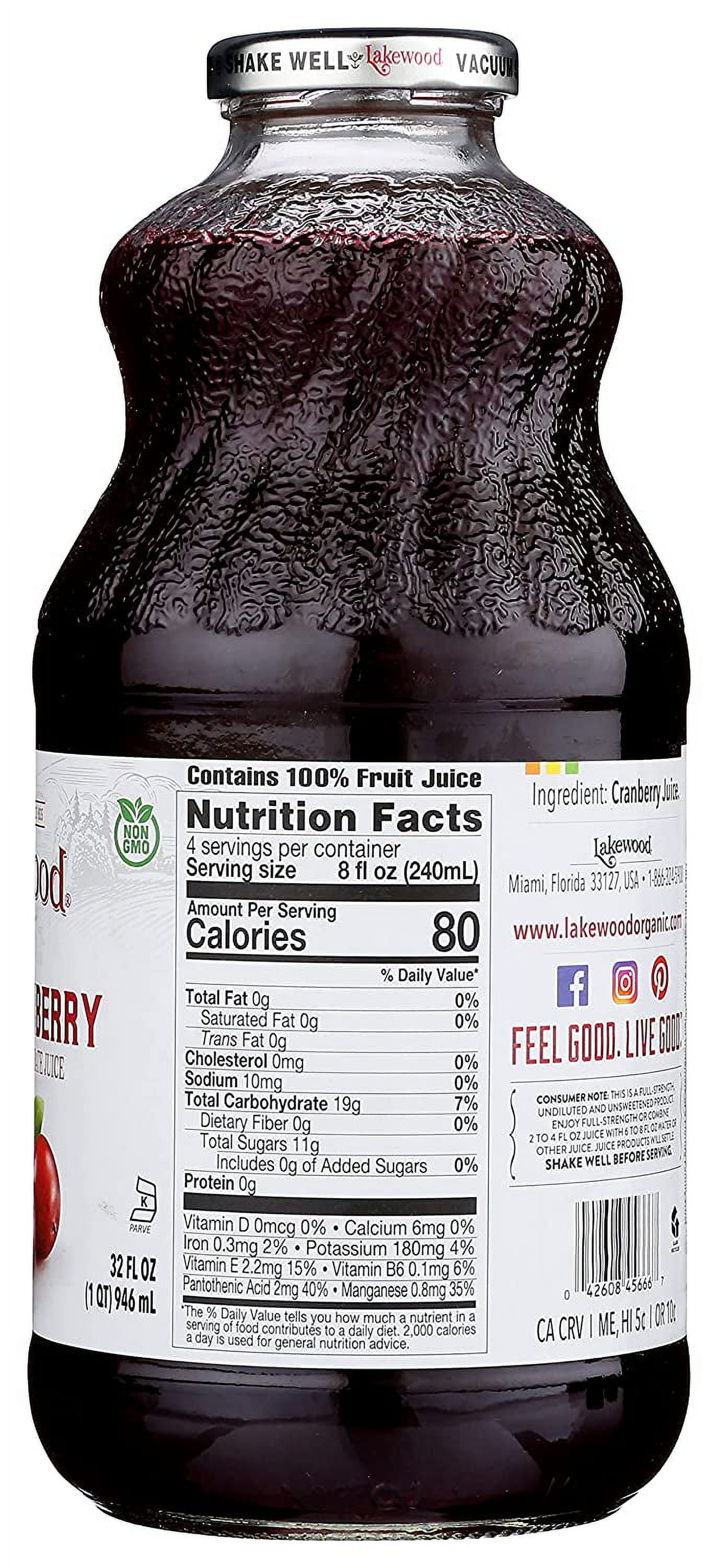 Lakewood Premium Pure Fruit Juice Pressed Cranberry 32 fl oz