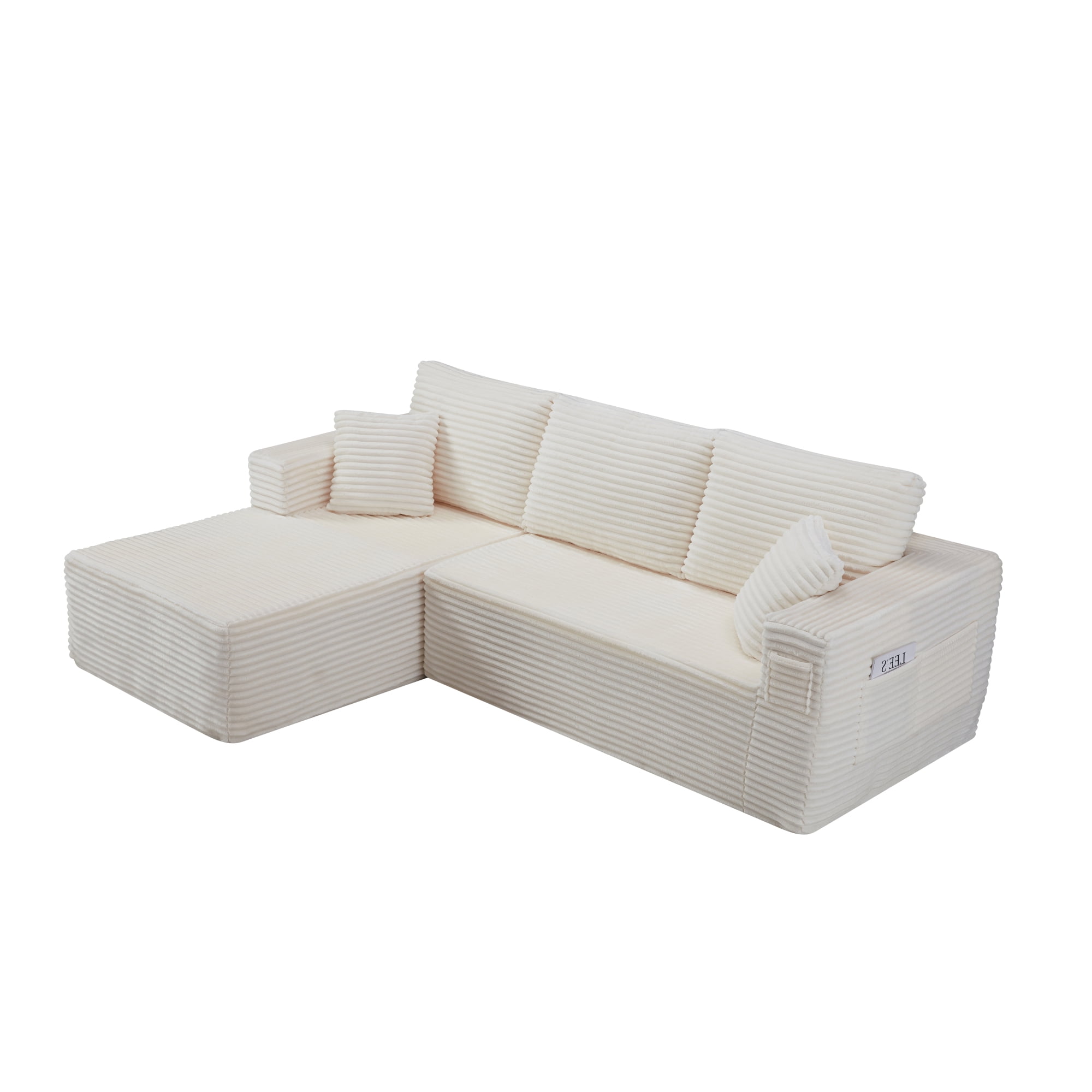 HOQBN 100.39" Cloud Sectional Couch with L-Shape Chaise,Modern Modular Sofa with Deep Seat,No Assembly Required,Compressed Packaging for Living Room Beige