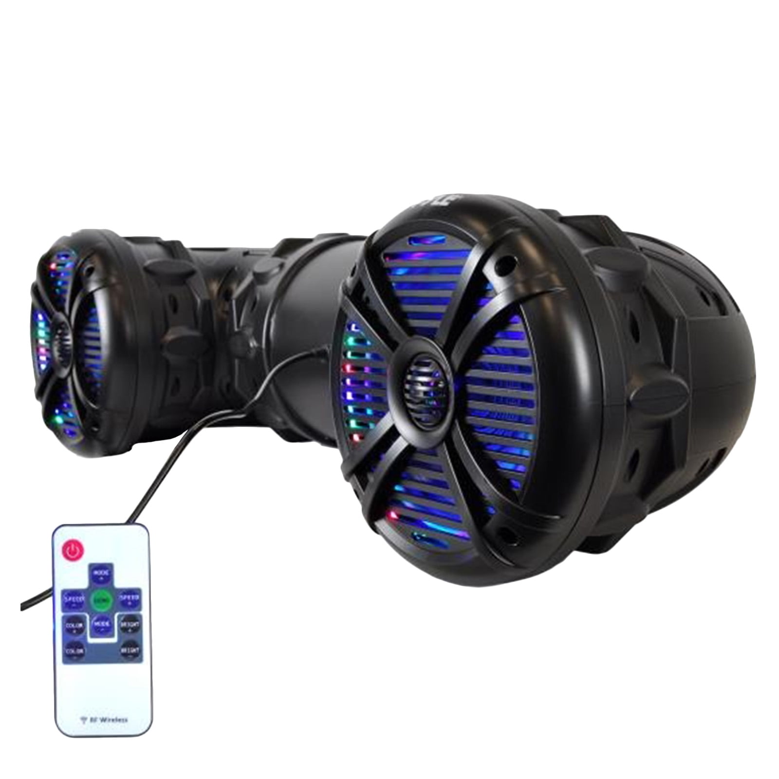 Waterproof Marine BT Powered Speakers, Amplified Sound System, Builtin Programmable MultiColor