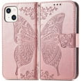 thumbnail image 2 of for iPhone 13 Case Wallet for Women,Flip Folio Cover with Butterfly Embossed PU Leather Stand Card Holder Slots Wrist Strap Protective Phone Case for iPhone 13 (Rose Gold), 2 of 13