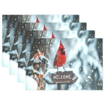 Ryvnso Placemats Set of 4 Winter Cardinal Welcome Dining Mats Heat-Resistant Non-Slip Washable Table Mat