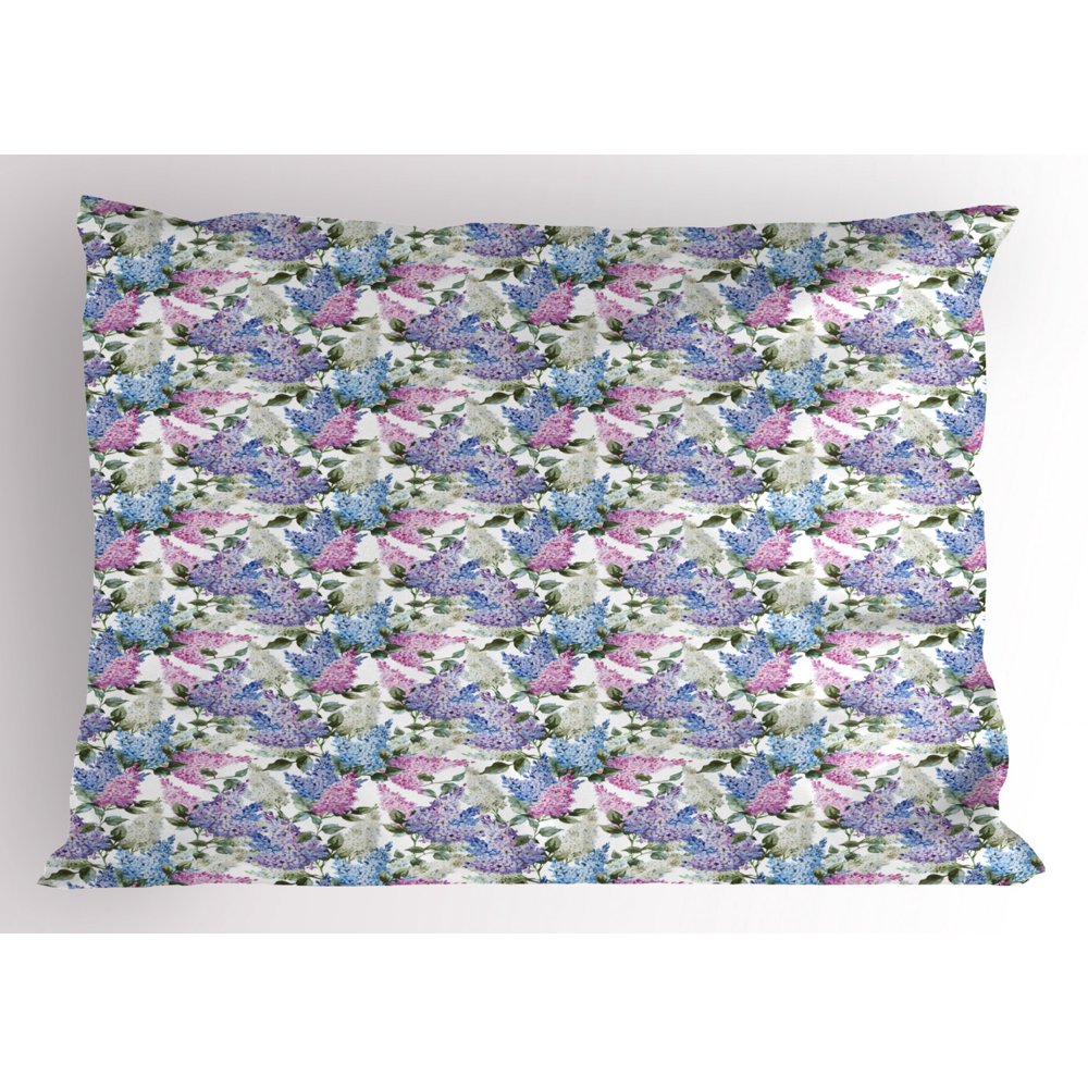 Lilac Pillow Sham Colorful Lilac Flowers Budding Efflorescence Season