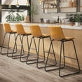 thumbnail image 3 of GIKPAL Bar Stools 26" Faux Leather Counter Height Barstools with Back Set of 2, Modern Counter Stools with Metal Legs and Footrest, Armless Chairs with Back for Kitchen Living Room Pub, Whiskey Brown, 3 of 8