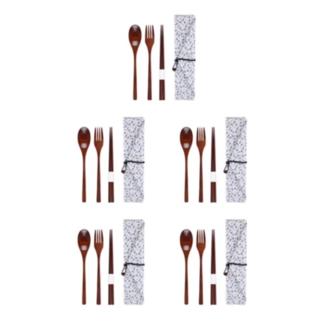 Justharion Set Portable Réutilisable Hydratation Polissage École Baguette Fourchette Couverts avec Sac de Stockage Type 9 5PCS