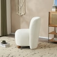 thumbnail image 3 of Modern Low Back Accent Chair, Upholstered Armless Living Room Chairs with Round Pine Wood Feet, Accent Chair for Small Living Spaces, Living Room, Bedroom, Balcony, Office and Reading Nook, White, 3 of 8