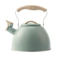 thumbnail image 1 of Tetera con silbido de acero inoxidable, tetera con mango de diseño de madera, tetera de 3L, hervidor de agua para apartamento, hogar y cocina verde, 1 of 8