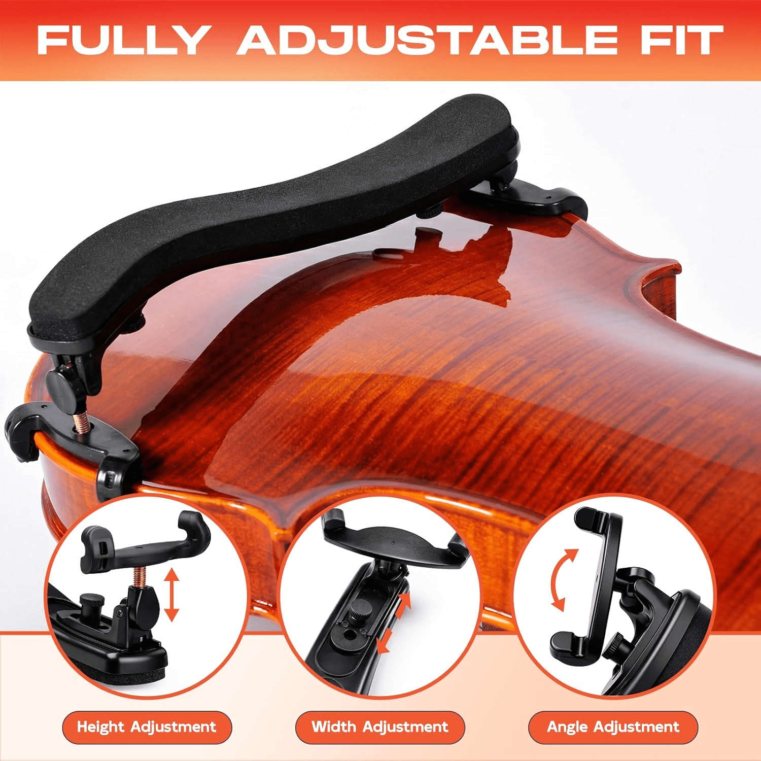 MOUSYKO Shoulder rests for violins,Violin Shoulder Rest for 1/2-1/4 Size, Collapsible and Height Adjustable Feet, Violin Universal Type Violin Parts Soft Easy to use